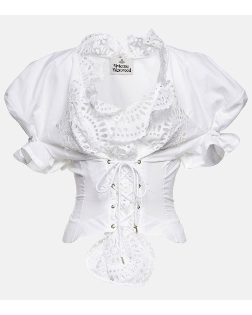 Vivienne Westwood White Kate Puff-sleeve Broderie Anglaise Top