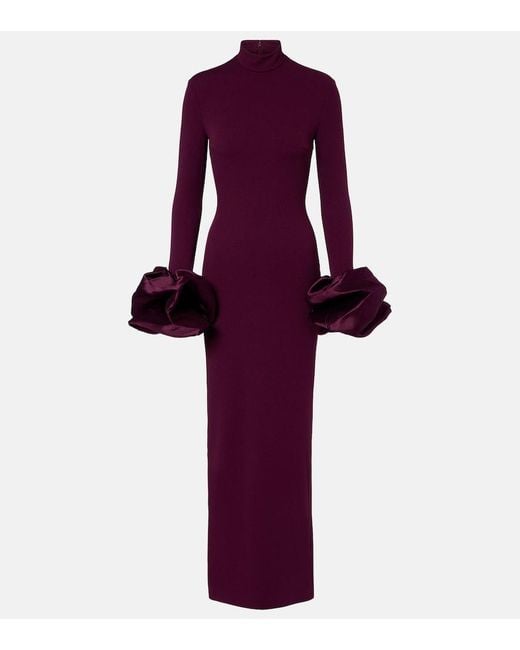 Solace London Purple Viviana Ruffled Gown