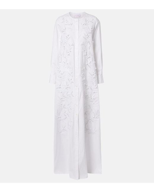 Carolina Herrera Women's White Embroidered Cotton-Blend Gown