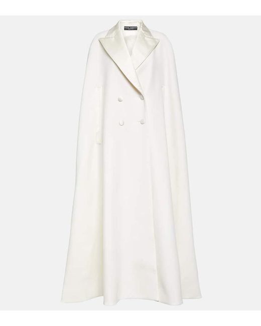 Mantella doppiopetto in misto lana di Dolce & Gabbana in White