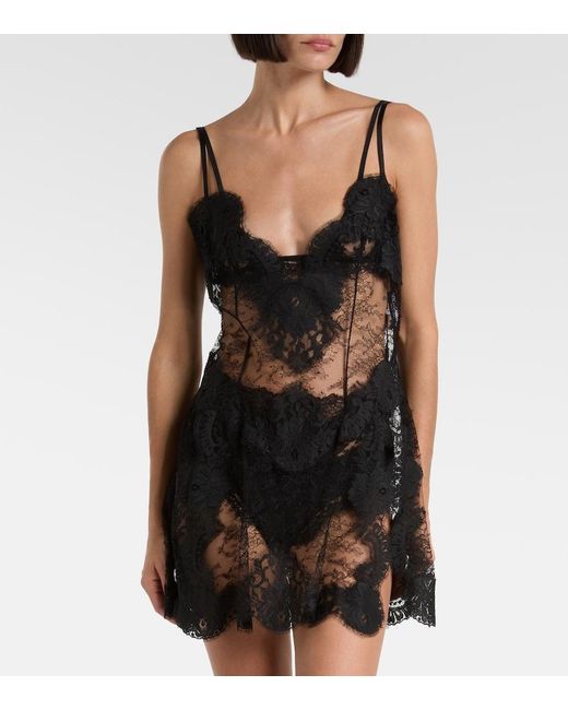 Dolce & Gabbana Black Sheer Lace Minidress