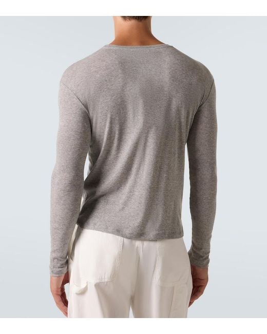 Miu Miu Gray Logo Cotton Jersey T-Shirt for men
