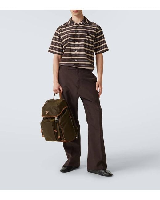 Prada Green Re-Nylon Suede-Trimmed Backpack for men