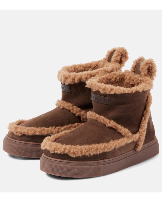 Inuikii Brown Shearling-Lined Suede Ankle Boots