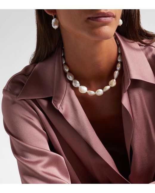 Mateo Metallic 14Kt Necklace With Pearls