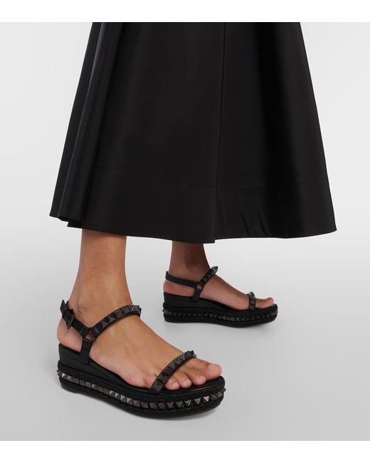 Christian Louboutin Black Pyraclou Leather Espadrilles
