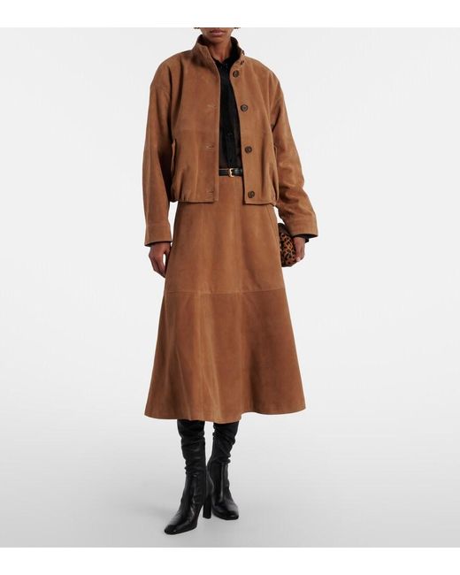 Jonathan Simkhai Brown Bonnie Suede Midi Skirt