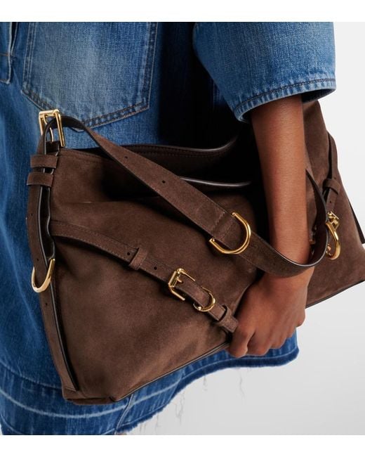 Givenchy Brown Voyou Medium Suede Shoulder Bag