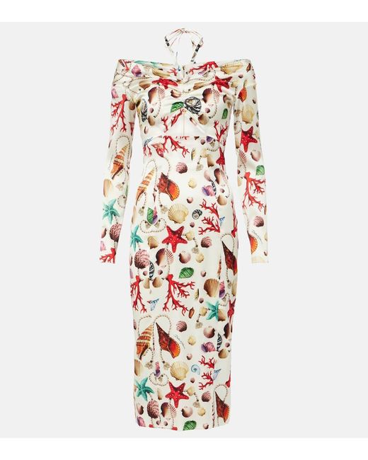 Vestido midi Capri de mezcla de seda Dolce & Gabbana de color White