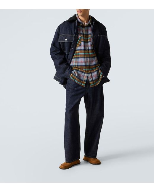 God's True Cashmere Gray Plaid Cashmere Shirt With Lapis Lazuli for men