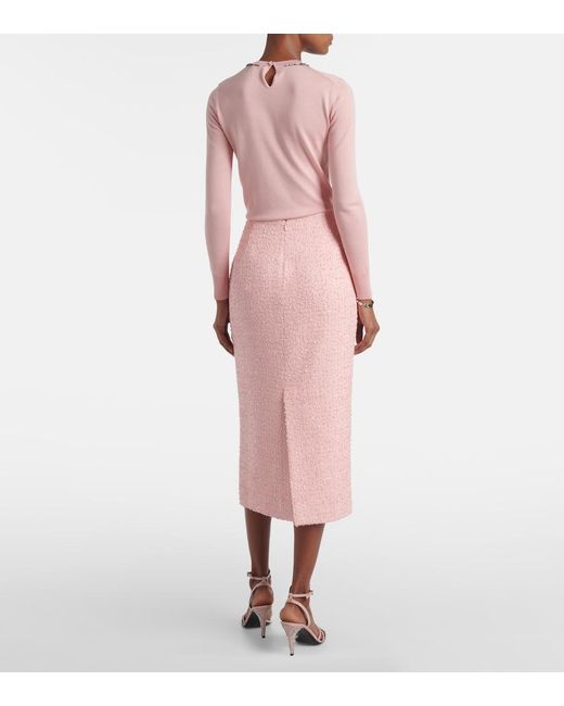 Carolina Herrera Pink Tweed Pencil Skirt