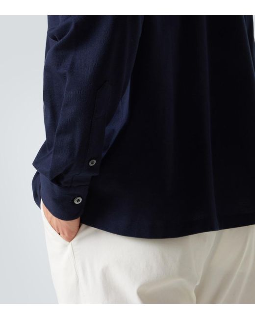 Ralph Lauren Blue Cotton And Cashmere Polo Shirt for men