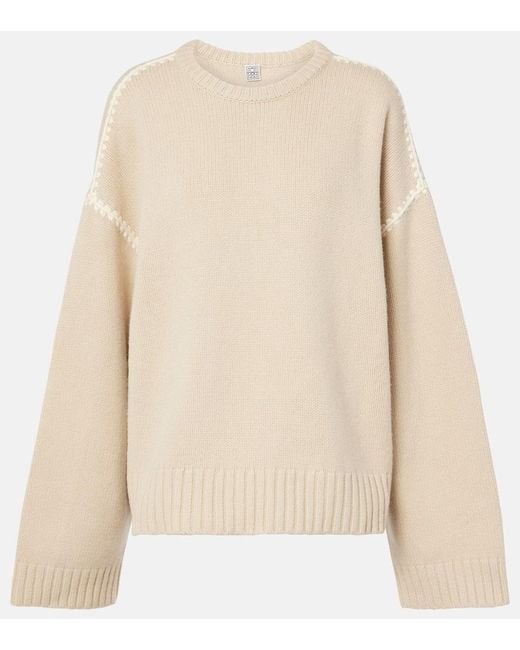 Pull Brode En Laine, Cachemire Et Coton Totême  en coloris Black