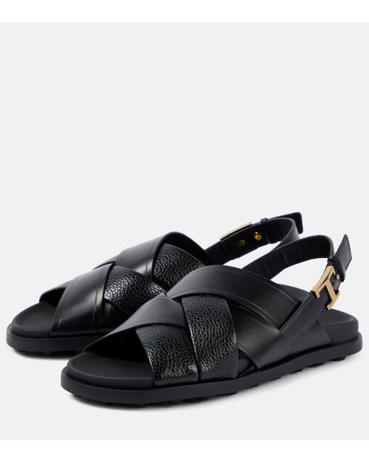 Tod's Black Woven Leather Sandals