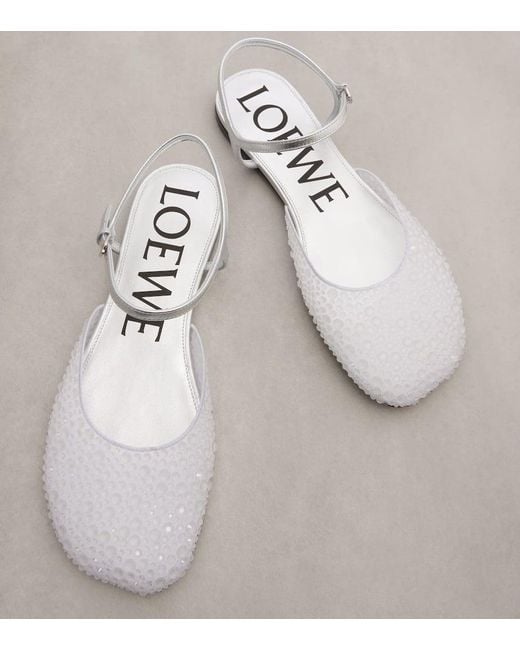 Loewe White Ballerinas Toy Aus Leder Mit Kristallen