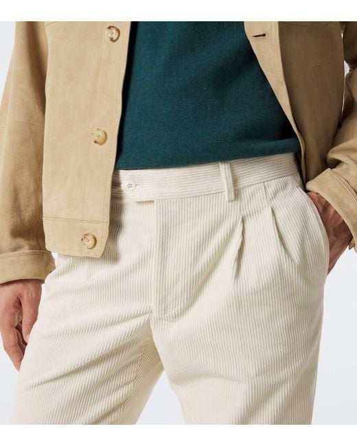 Rubinacci Natural Modluca Cotton Corduroy Straight Pants for men