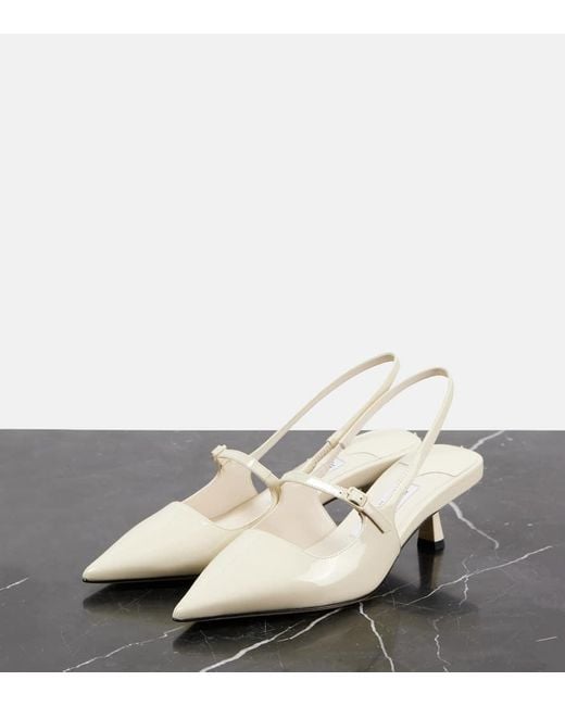 Jimmy Choo White Didi 45 Patent Leather Slingback Pumps