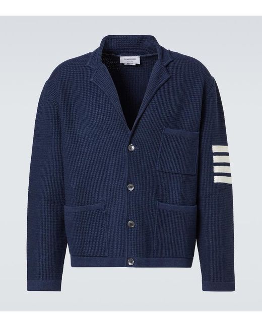 Cardigan 4-Bar di Thom Browne in Blue da Uomo