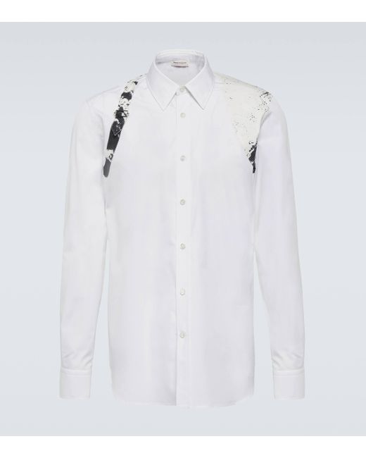 Alexander McQueen White Fold Harness Cotton Poplin Shirt for men