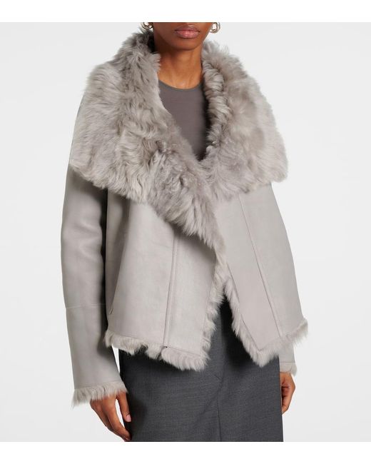 Yves Salomon Gray Reversible Shearling Jacket