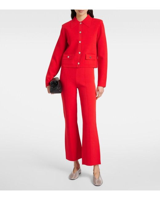 Veronica Beard Red Bray High-Rise Slim Culottes