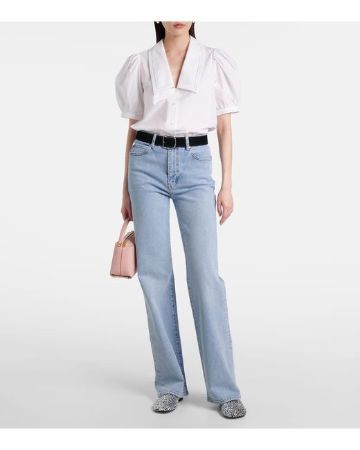 FRAME Blue Arrow High-Rise Bootcut Jeans