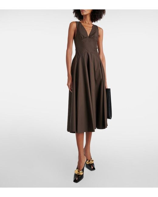 Alaïa Brown Cotton Poplin Midi Dress
