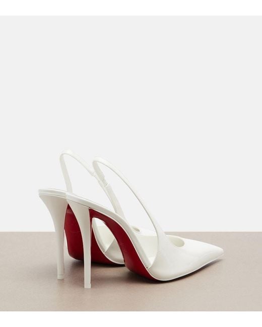 Christian Louboutin White Miss Z Patent Leather Slingback Pumps