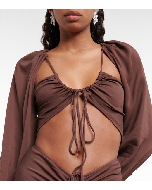 Christopher Esber Brown Ruched Crop Top