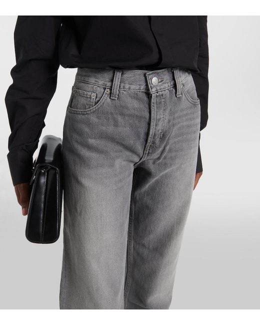 Re/done Gray High-Rise Straight Jeans