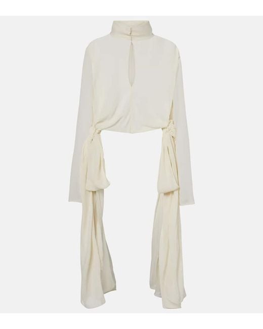 Alaïa White Semi-Sheer Blouse