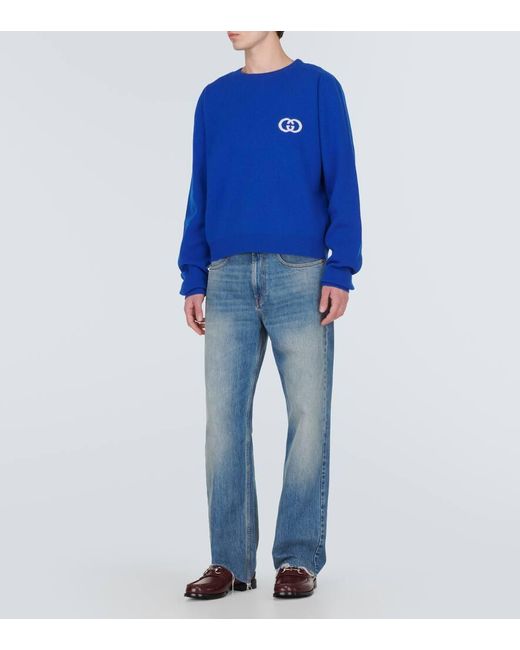 Gucci Blue Interlocking G Wool Sweater for men