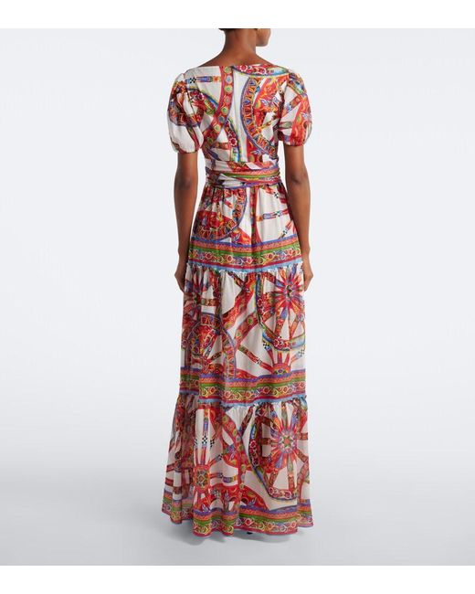 Dolce & Gabbana Red Carretto Cotton Maxi Dress