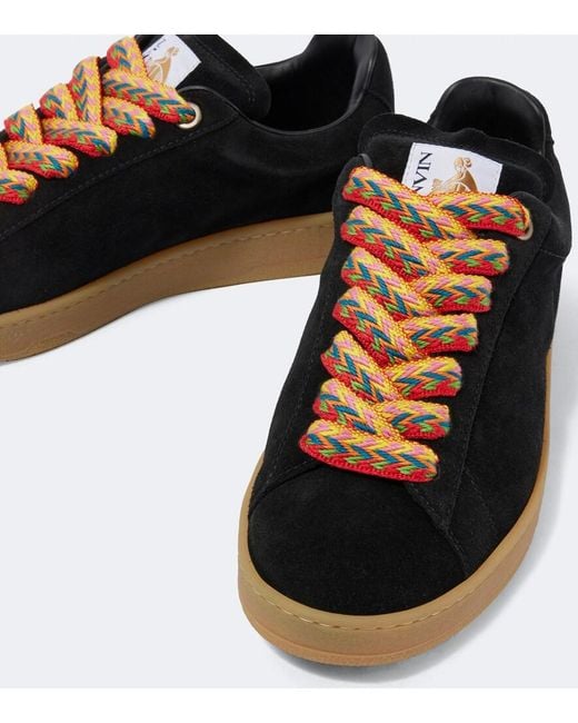 Lanvin Black Curb Lite Suede Sneakers for men