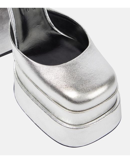 Versace White Medusa Aevitas Leather Platform Pumps