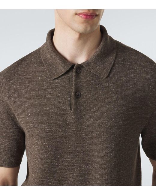 The Row Brown Ravi Silk, Cashmere, And Linen Polo Shirt for men