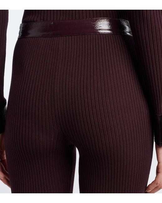 Courreges Purple Ribbed-Knit Flared Pants