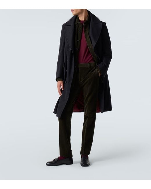 Rubinacci Black Virgin Wool Coat for men