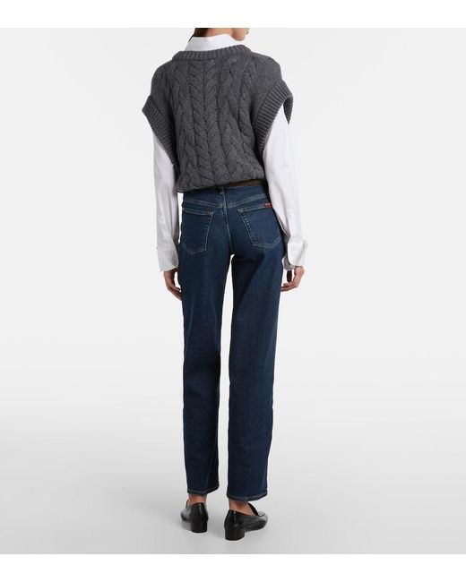 7 For All Mankind Blue Stovepipe Straight Mid-Rise Straight Jeans
