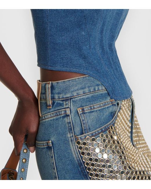 GIUSEPPE DI MORABITO Blue Denim Bustier Top