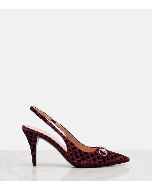Gucci Red Slingback Pump With Horsebit, Size 34.5 It