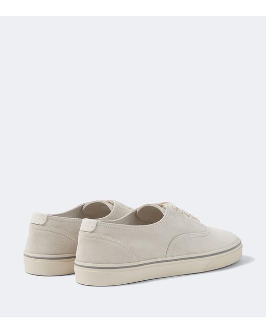 Brunello Cucinelli White Suede Sneakers for men