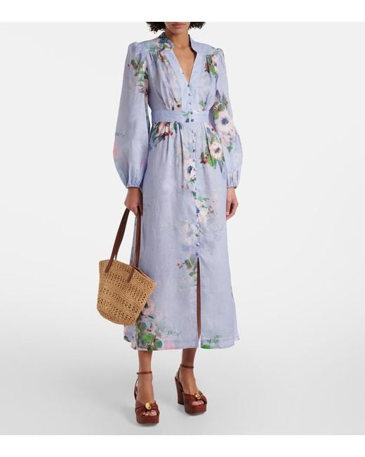 Abito Midi Everley di Zimmermann in Blue