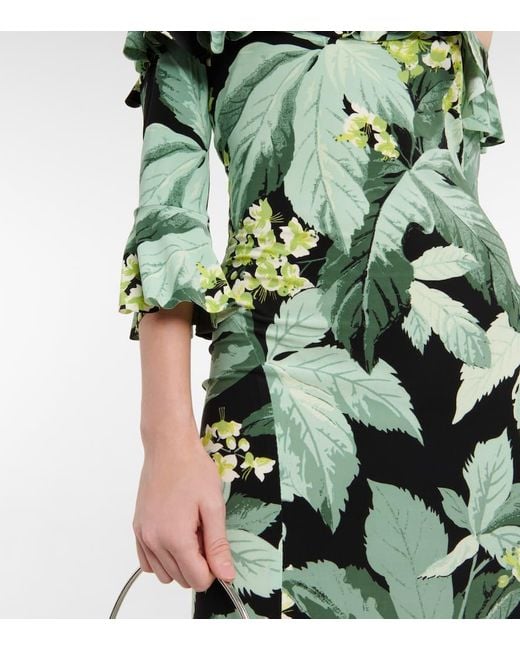 Robe Midi Imprimee A Encolure Bardot Norma Kamali en coloris Green