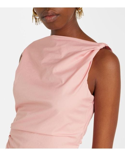 Staud Pink Callie Asymmetric Cotton Minidress