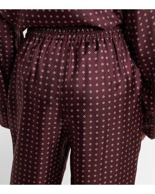 Saint Laurent Purple Printed Silk Satin Pajama Pants