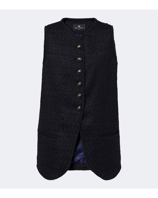 Etro Blue Wool-Blend Vest