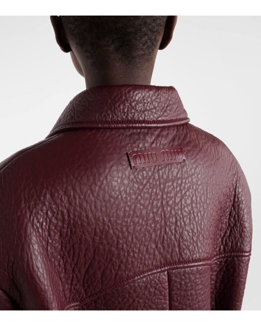 Miu Miu Red Double-breasted Leather Jacket