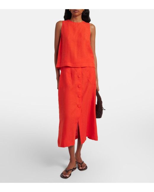 Eres Red Ravie Linen Top