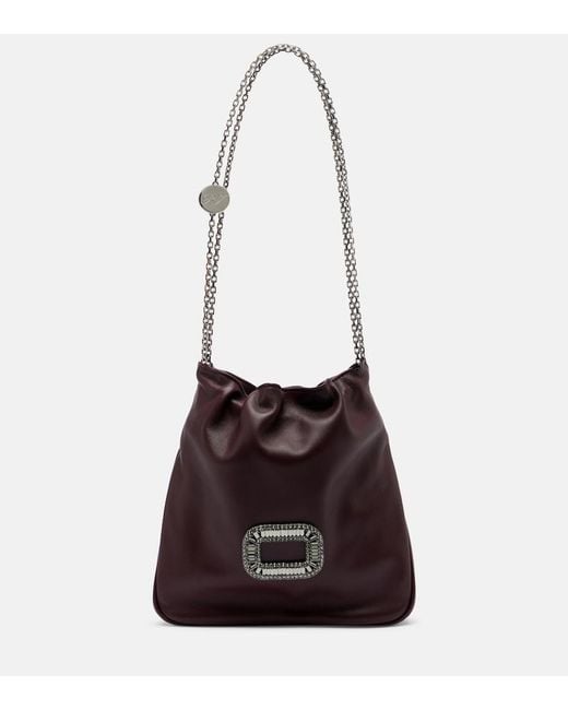 Roger Vivier White Pilgrim Mini Leather Bucket Bag